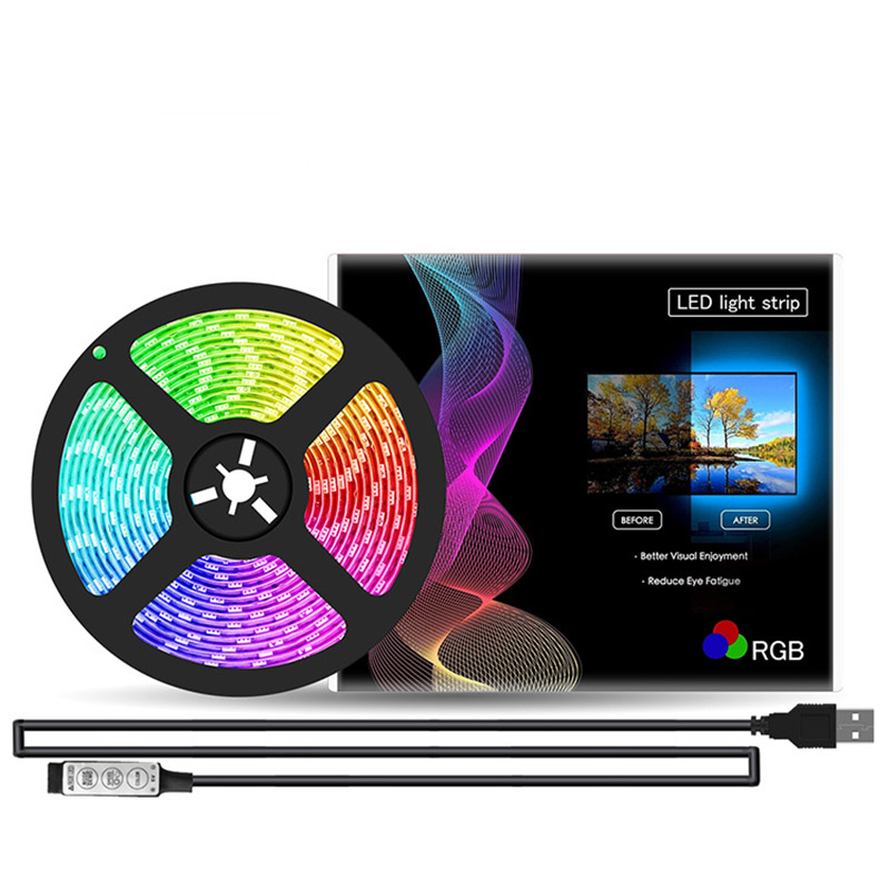 DC5V 3.28ft/1M 5050RGB USB Multicolor LED Light Strip Kit With 3 Key Controller, 30LEDs/M, TV Background Light Strip